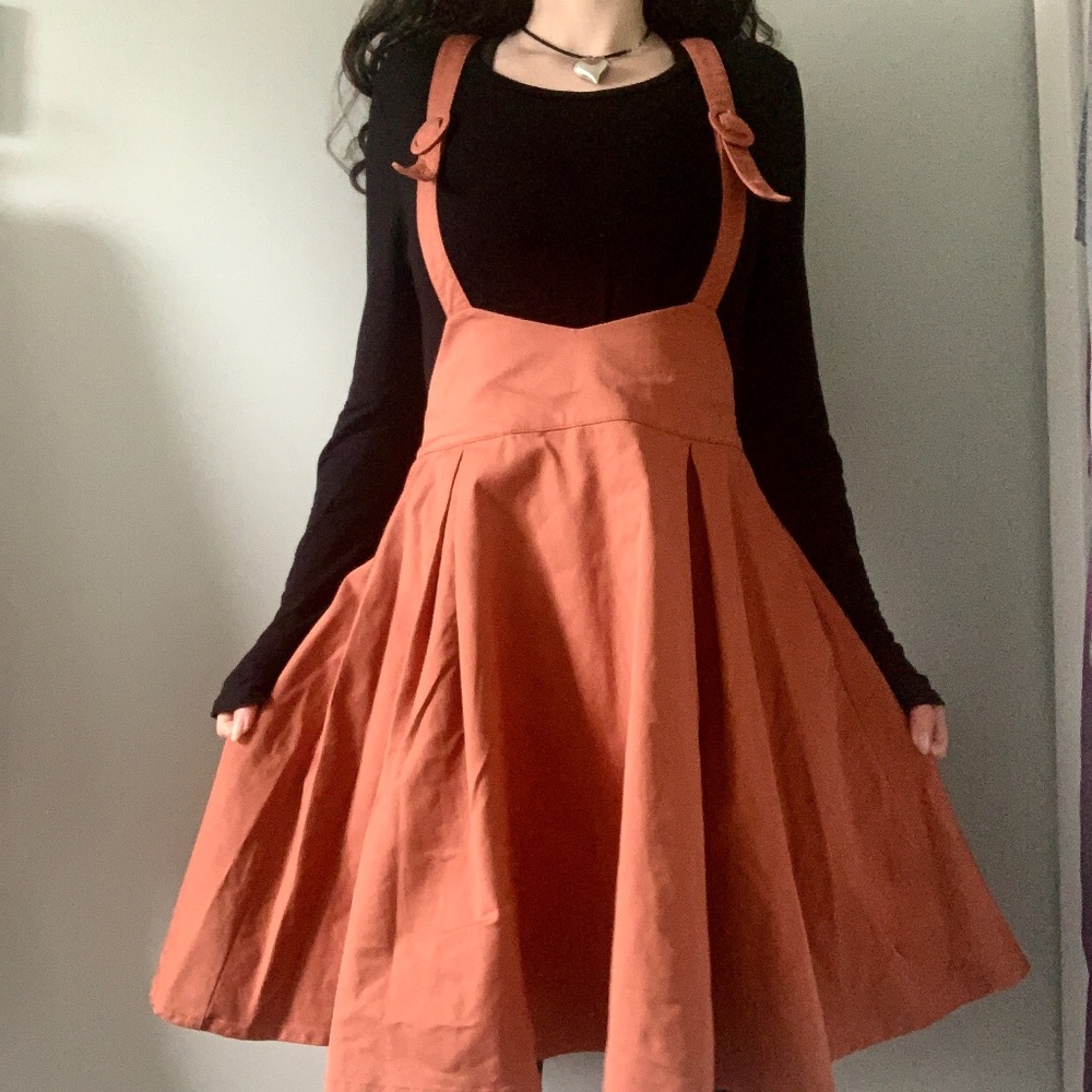 Rust Orange Suspender Skirt